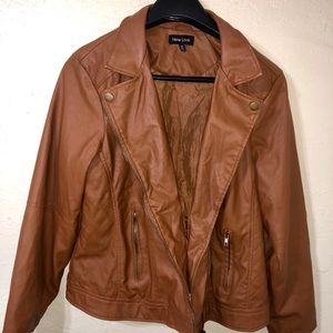 Camel colored faux leather jacket
